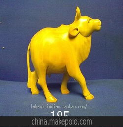 印度原装进口摆件黄杨木雕牛浮雕牛精美工艺品家居礼品185
